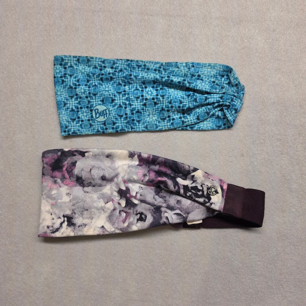 Lululemon & Buff Athletic Headband Lot of 2 Floral Geo Running Yoga